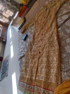 Elegant Orange &amp; Gold Ethnic Gown