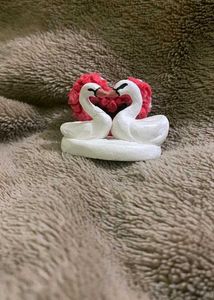 Handmade Clay Swans Photo Stand