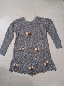 Gray Knit Sweater Dress