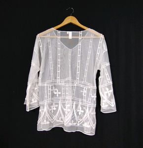 Projecteve Women White Thread Embroidery Printed N