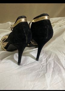 Black Heel With Gold Straps