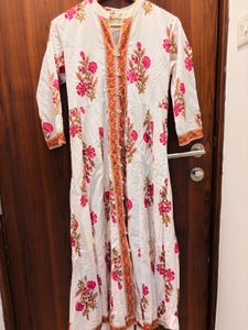 Floral Print White Kurti Set