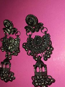 Oxidized Jhumka Earrings