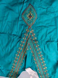 Embroidered Teal Top