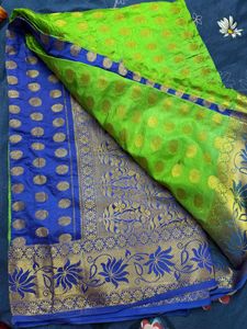 Green &amp; Blue Saree (with Stitched Blouse)