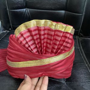 Red &amp; Gold Wedding/ Fancy dress Turban 9pcs
