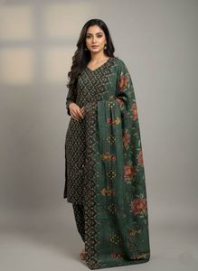 printer spun wool unstitch suit  digital Printed