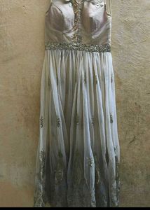 Elegant White &amp; Silver Ethnic Gown