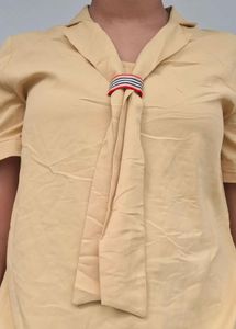 Cute Yellow Blouse with Tie Detail