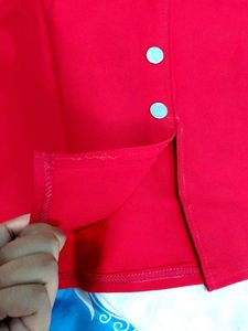 Red Button Detail Mini Skirt