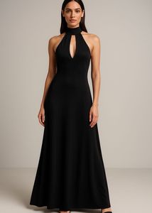 Elegant Black Halter Maxi Dress
