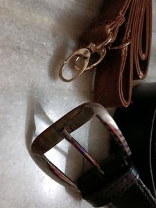 Belt For Gents ( Black)And Bag Sling (Brown).