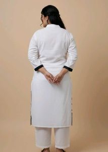 Elegant White &amp; Black Embroidered Kurti