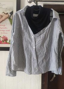 Striped Button-Down Top