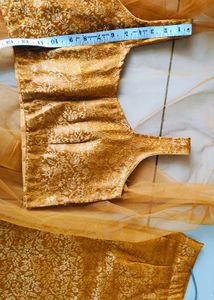 Designer Haldi Outfit Slit Skirt With Shrug