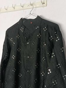 Embellished Black Kurta
