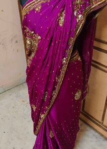 Elegant Purple Embroidered Saree