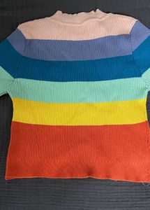 Bright Y2K Stripe Knit Top – Never Worn