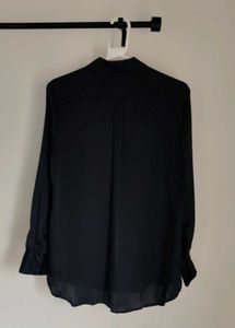 Navy Long Black Satin Shirt