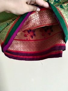 Green &amp; Purple Floral Saree