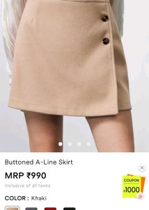 Buttoned A Lined Gray Skirt