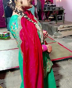 Green Embroidered with gotta Patti work..pujabi sh