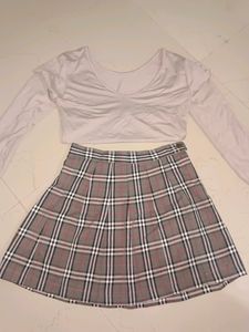 Two Piece Aesthetic Set Top And Skirt