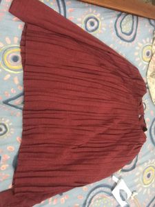 vero moda Zegna LS Pleated Fired Brick Top