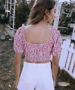 Floral Puff Sleeve Crop Top