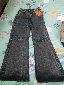 Embroidered Flare Jeans