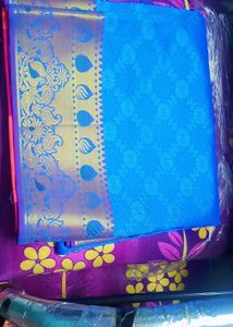 NEW Blue Silk Saree