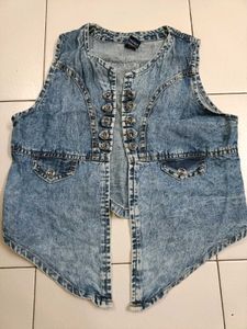 Vintage Acid Wash Denim Vest