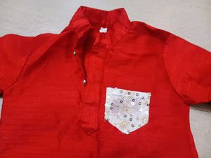 Kids Boys Shiny Red Party Wear Kurta