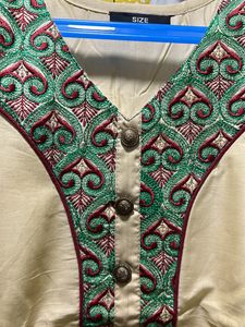 Cotton Kurti With Embroidery And Fabric Work