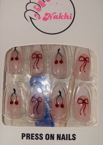 Peach Bow Nail Art Press Ons