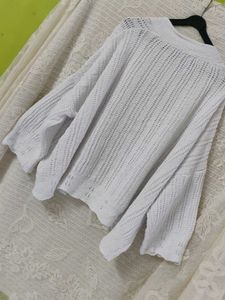 White Knit Open-Front Cardigan