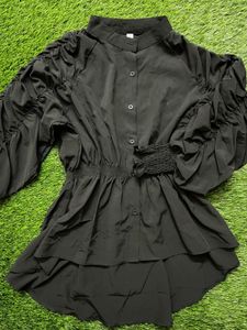 High Low Black Stretchable Top