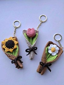 Crochet Flower Bouquet Keychain