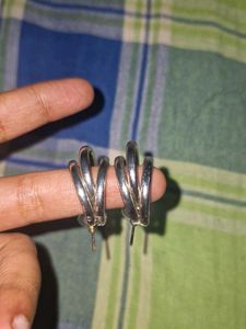Silver Triple Hoop Earrings