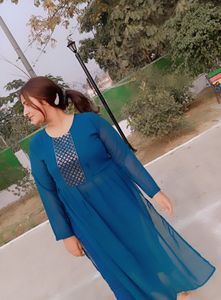Teal Empire Waist Dress