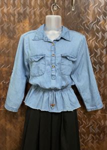 Pintresty 🌸Denim Peplum Shirt Top