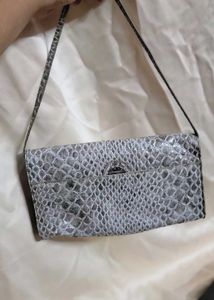 Gray Sisley Paythonskin Embossed Shoulder Bag