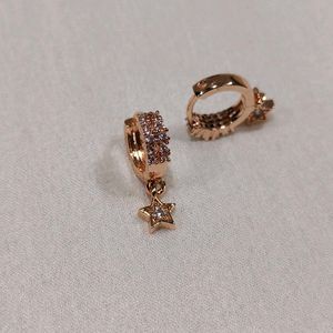 Rose Gold Star Drop Earrings