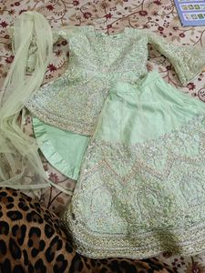 Elegant Mint Pakistani Sharara Dress