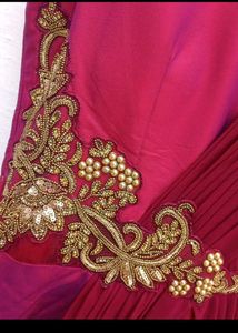 Elegant Maroon Embroidered Gown