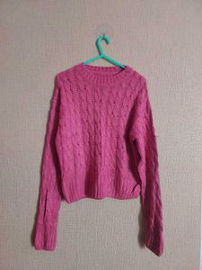 Pink Knit Cropped Sweater