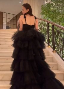 Beautiful royal black red carpet dress