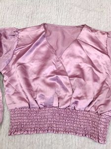 Pink Silk Long Sleeve Top🩷