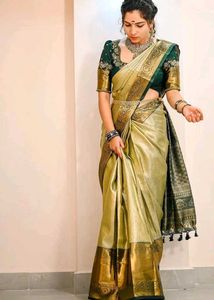 Elegant Gold & Green Kanjivaram Saree