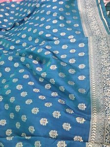 Elegant Blue Banarasi Silk Saree With Blouse  New